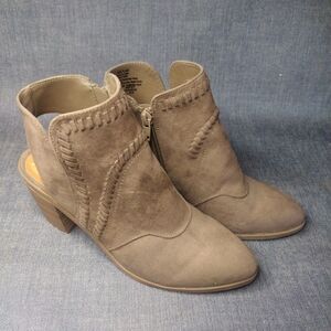 Sonoma Vitalize Ortholite Tan Western Embellished Block Heel Leather Booties 7.5
